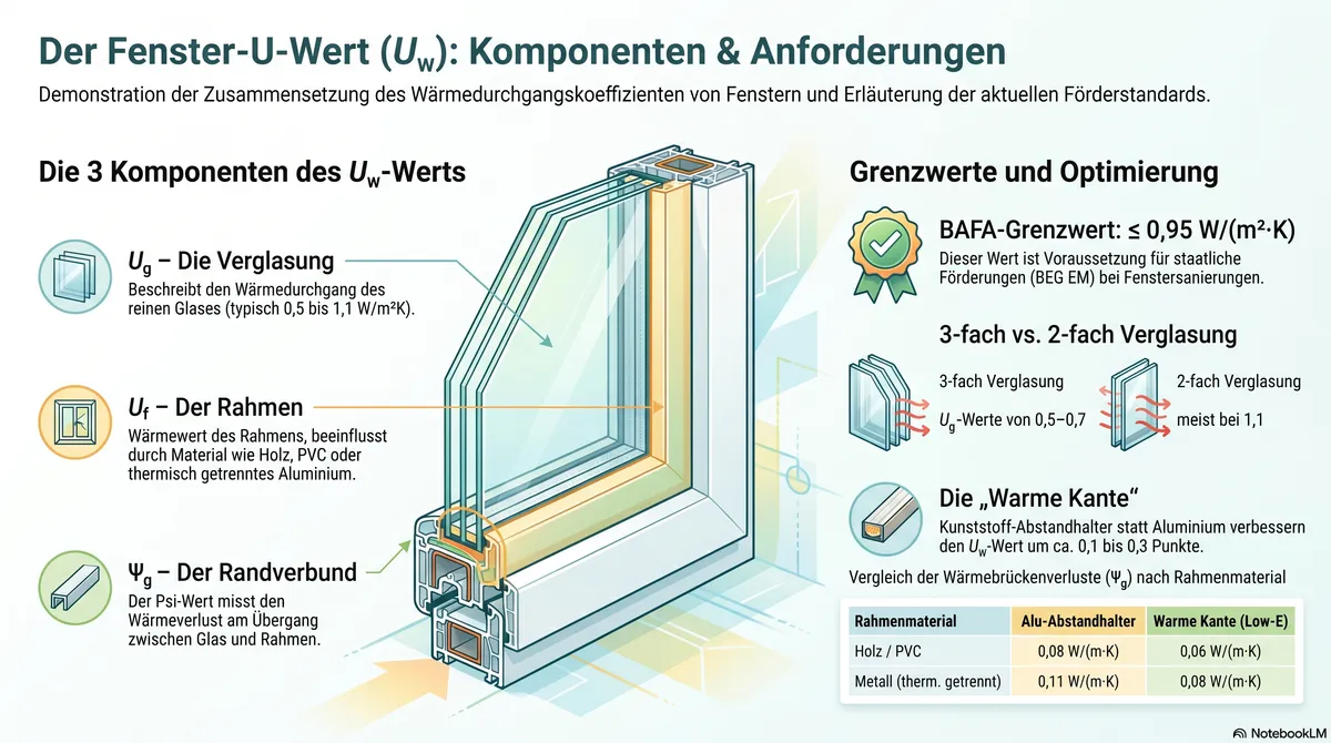Komponenten des Fenster-U-Werts